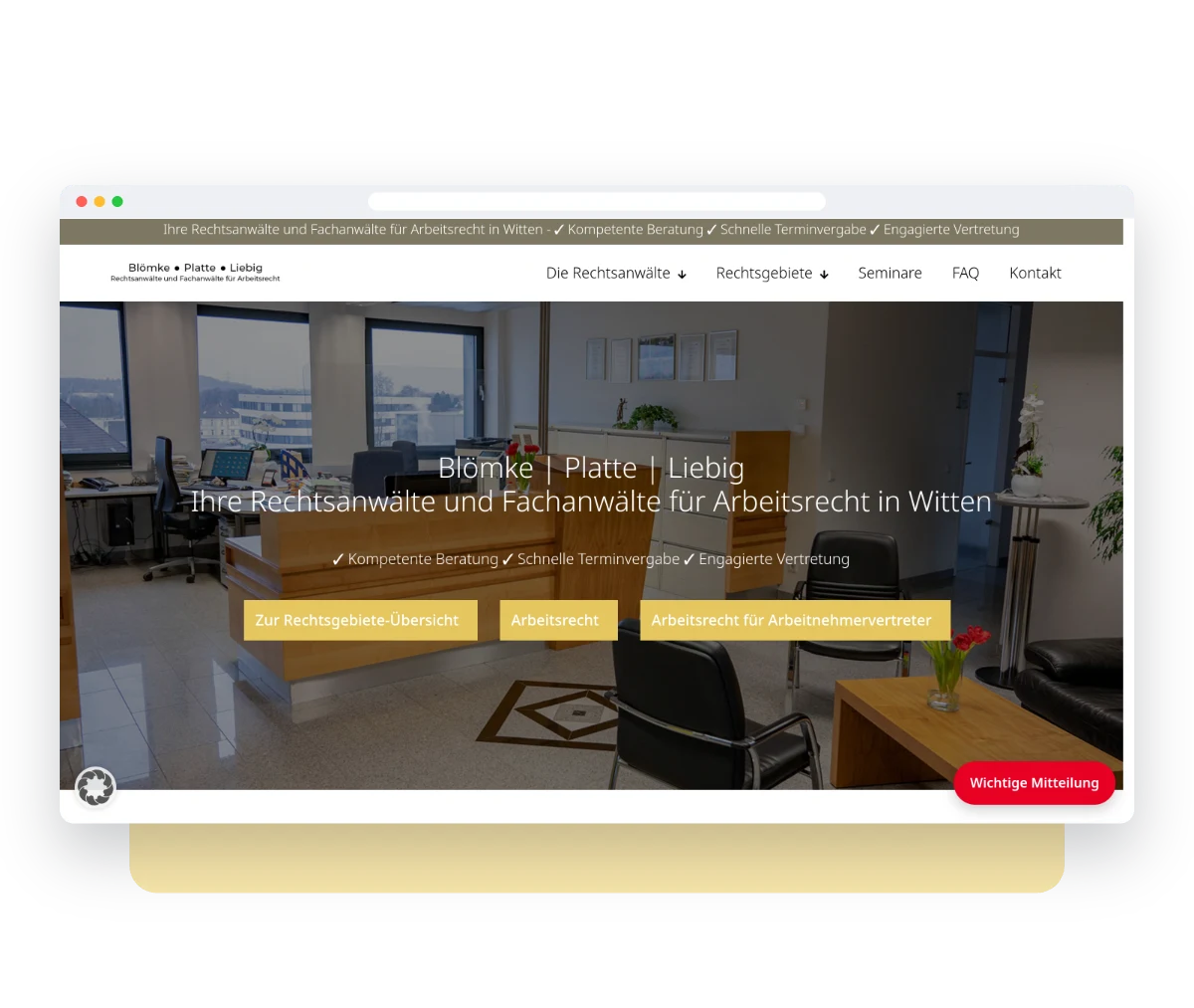 Website von Blömke Platte Liebig im Browserfenster – Webdesign von Creativ Media Factory