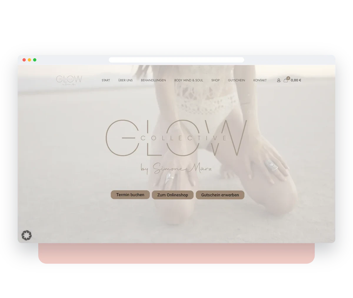 Website von Glow Collective im Browserfenster – Webdesign von Creativ Media Factory