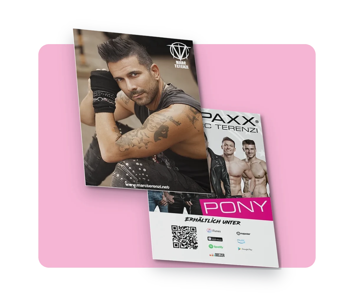Autogrammkarten und Flyer für Marc Terenzi – Grafik- und Printdesign von Creativ Media Factory