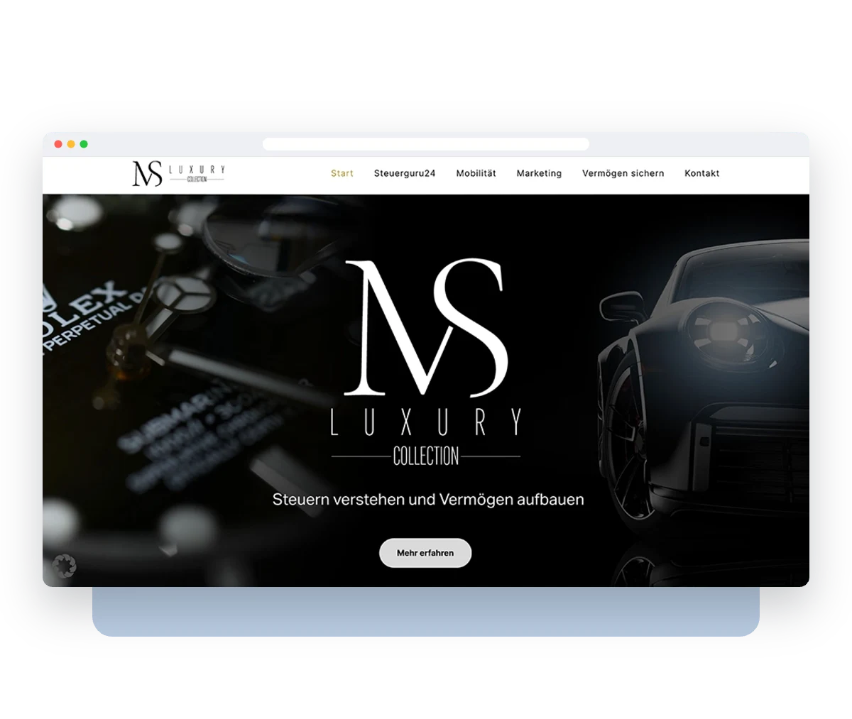 Website von MS Luxury Collection im Browserfenster – Webdesign von Creativ Media Factory