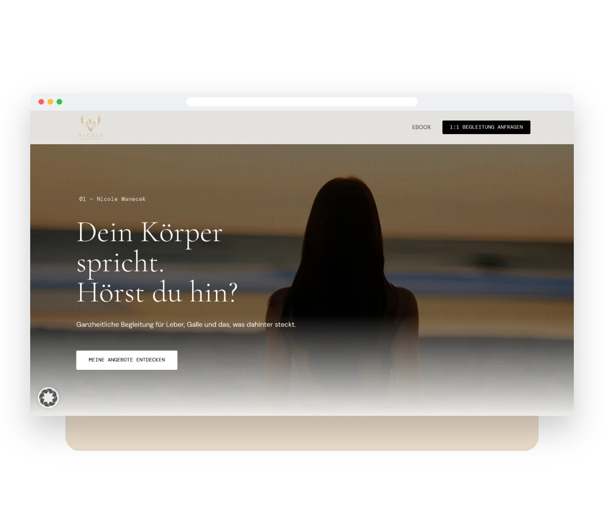 Website von Nicole Wanecek im Browserfenster – Webdesign von Creativ Media Factory