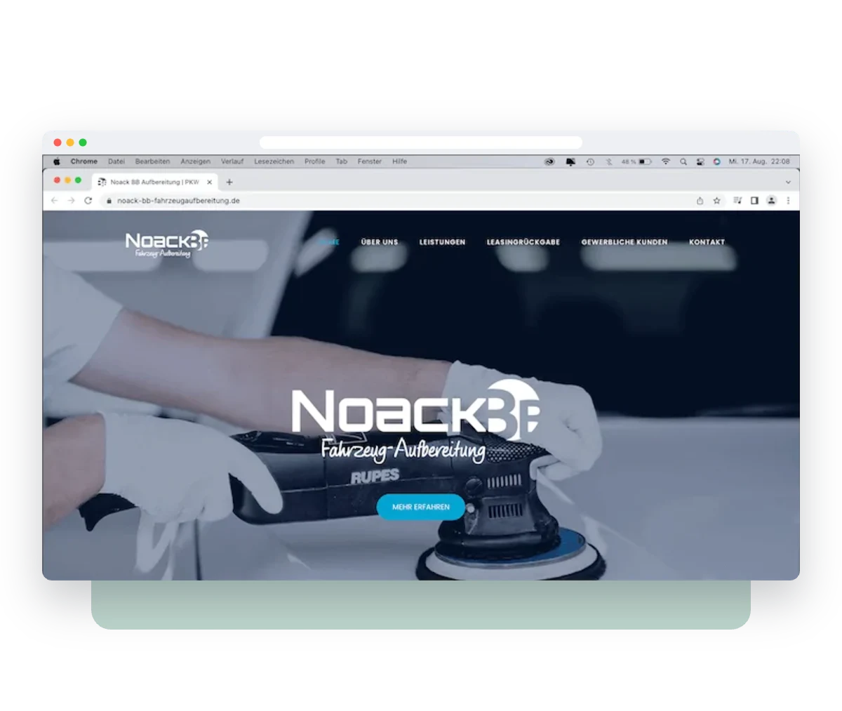 Website von Noack BB Fahrzeugaufbereitung im Browserfenster – Webdesign von Creativ Media Factory