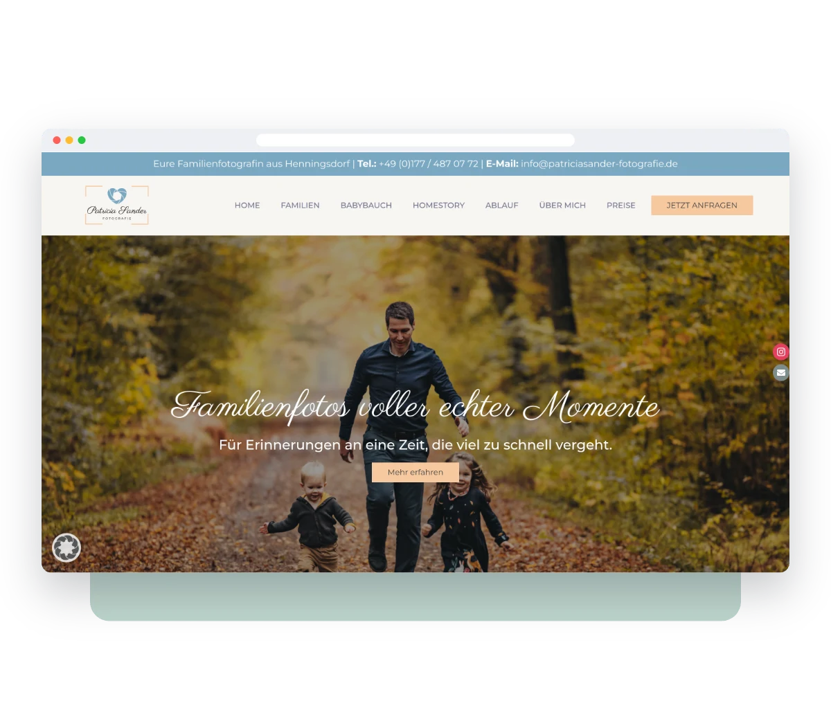Website von Patricia Sander im Browserfenster – Webdesign von Creativ Media Factory