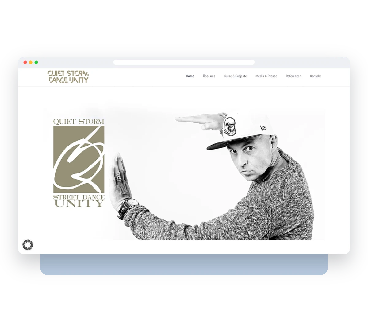 Website von Quiet Storm Dance Unity im Browserfenster – Webdesign von Creativ Media Factory