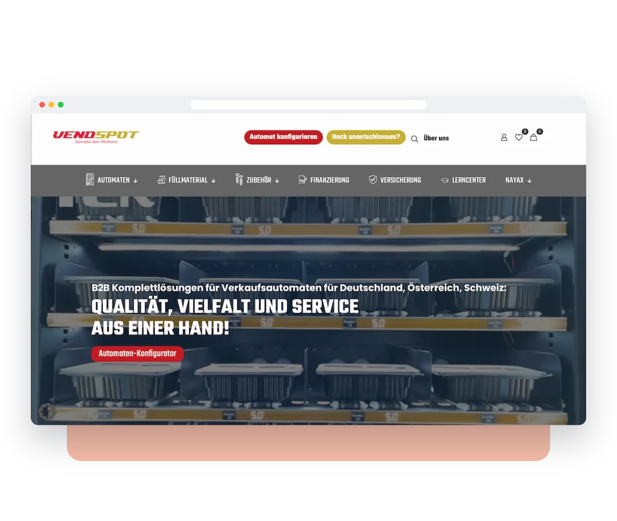 Website von Vendspot im Browserfenster – Webdesign von Creativ Media Factory