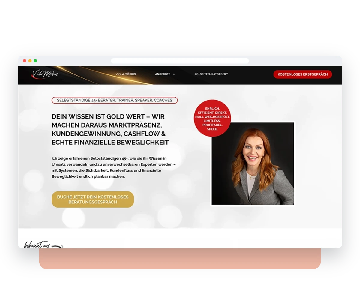Website von Viola Möbius im Browserfenster – Webdesign von Creativ Media Factory