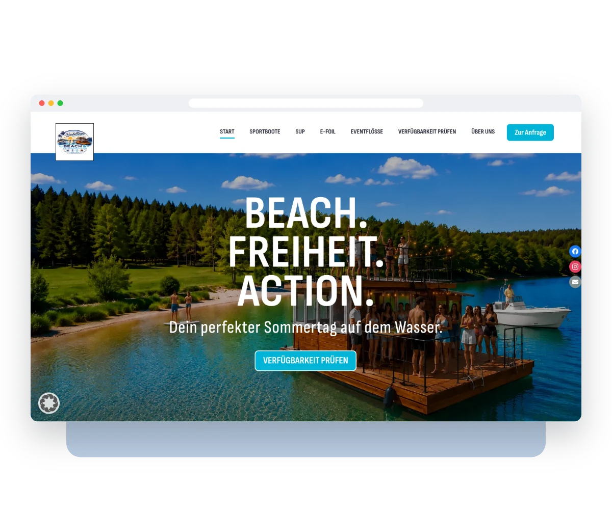 Website von Wassersportzentrum Werbellinsee im Browserfenster – Webdesign von Creativ Media Factory